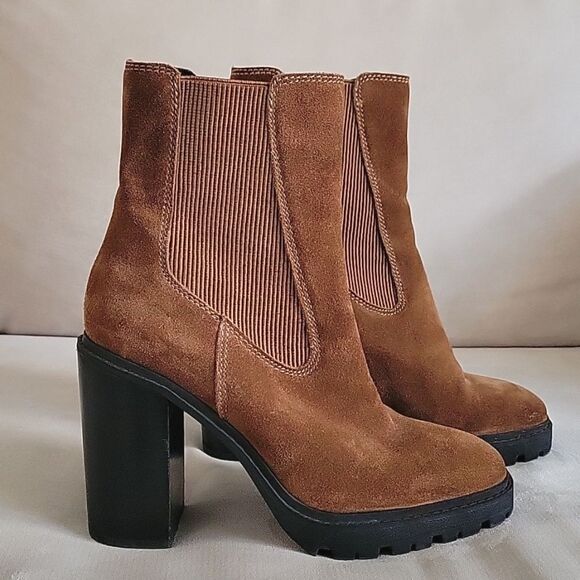 Chelsea & Violet Suede Leather Chunky Boots - Picture 2 of 12